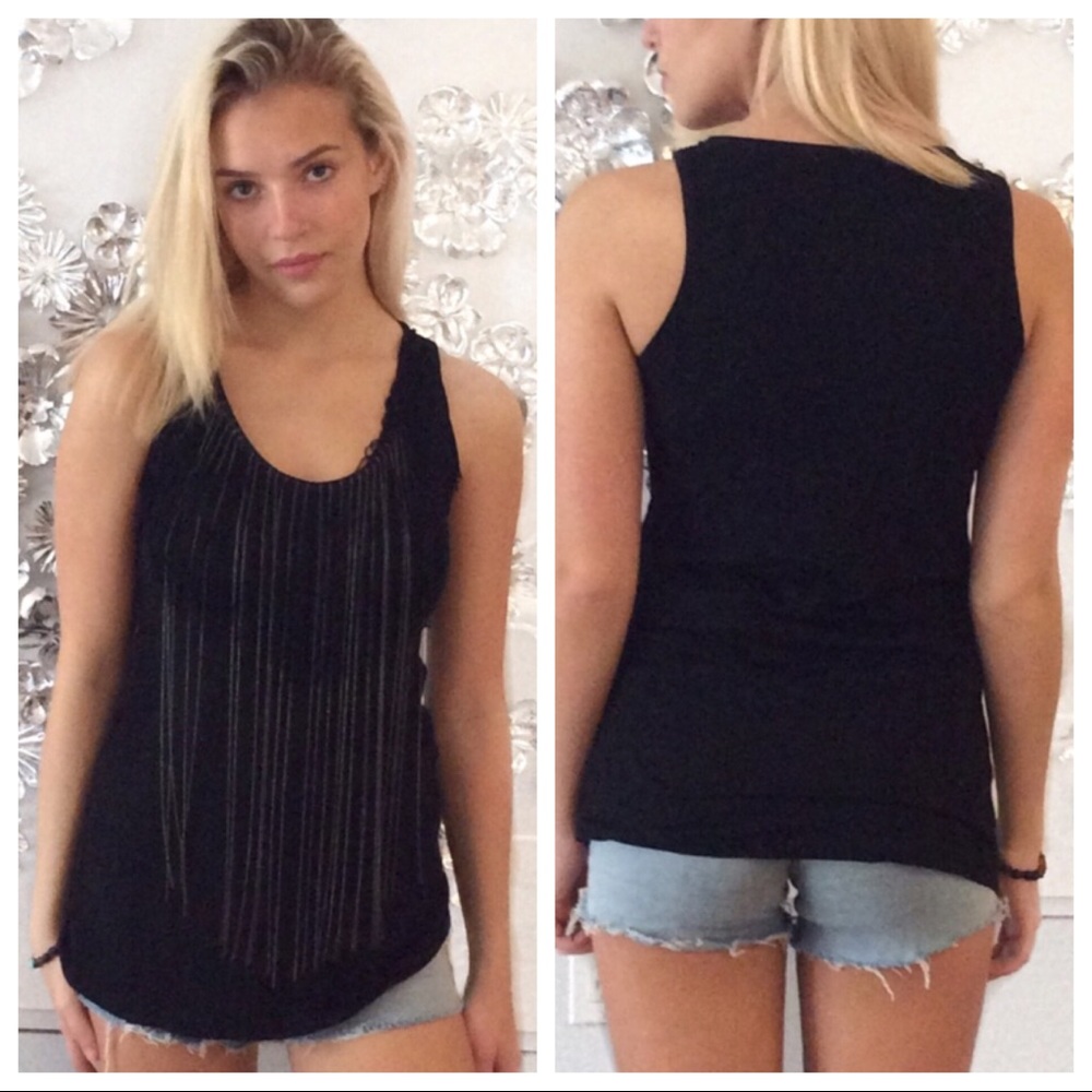 Jaloux sheer, black, loose tank top, size S